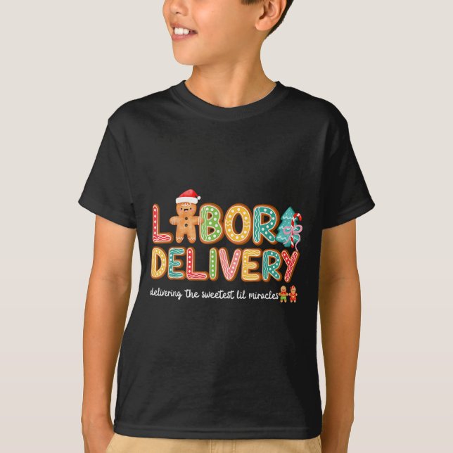 Groovy Labor And Delivery Christmas L&amp;d Nurse  T-Shirt (Front)