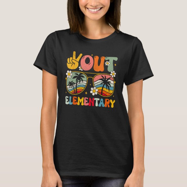 Groovy Last Day of School Peace Out Elementary Tea T-Shirt (Front)