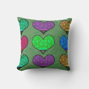 Groovy Lava Hearts Melty Fun Sixties Vibes Throw Pillow