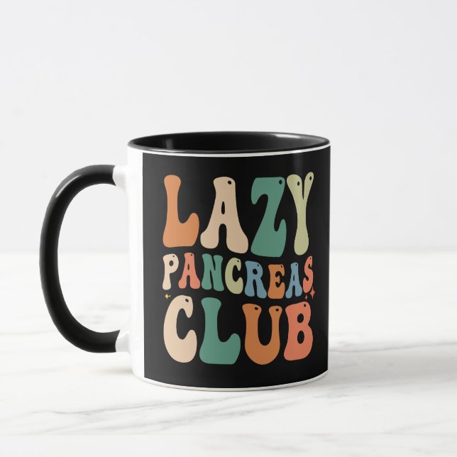 Groovy Lazy Pancreas Club Diabetes Awareness Funny Mug (Left)