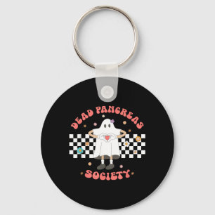 Groovy Lazy Pancreas Club Funny Ghost Diabetes Keychain