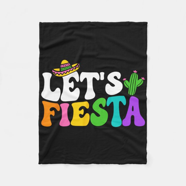 Groovy Let's Fiesta Cinco De Mayo Mexican Fiesta 5 Fleece Blanket (Front)