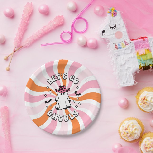 Groovy Let's Go Ghouls Bachelorette Paper Plate (Party)