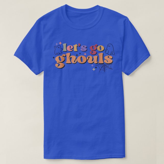 Groovy Let's Go Ghouls Floral Ghost Hippie Hallowe T-Shirt (Design Front)