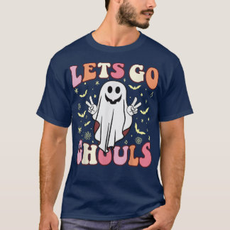 Groovy Let's Go Ghouls Floral Ghost Hippie Retro H T-Shirt
