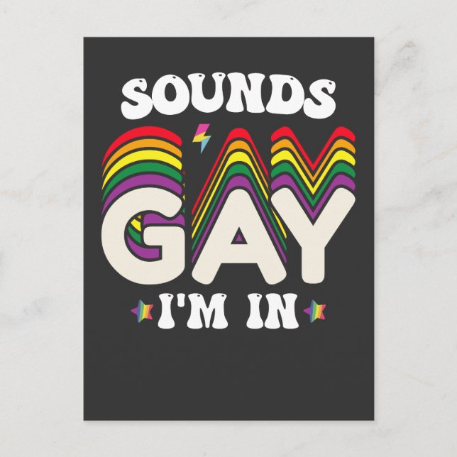 Groovy LGBT Pride Sounds Gay Im In Invitation Postcard (Front)