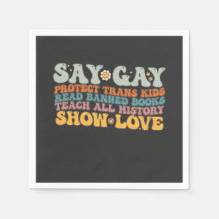 Groovy LGBT Say Gay Protect Trans Kids Read Books Napkin