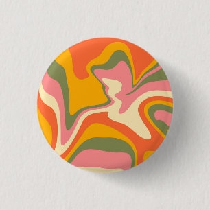 Groovy Liquified Marble Retro 60s Vintage Party 1 Inch Round Button