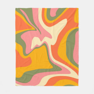 Groovy Liquified Marble Retro 60s Vintage Party  Fleece Blanket