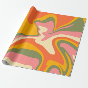 Groovy Liquified Marble Retro 60s Vintage  Wrapping Paper