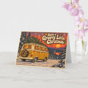 Groovy Little Christmas Retro Hippie Camper Van Card