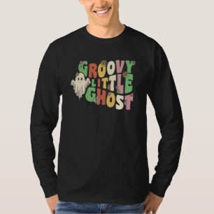 Groovy Little Ghost With Vintage Flowers Halloween T-Shirt