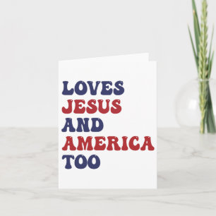 Groovy Loves Jesus And America Too God Christian 4 Card