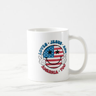 Groovy Loves Jesus And America Too God Christian 4 Coffee Mug