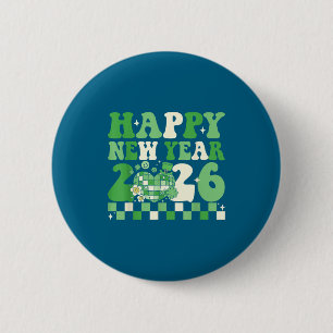 Groovy Lucky Happy New Year 2026 Disco Ball Women  2 Inch Round Button