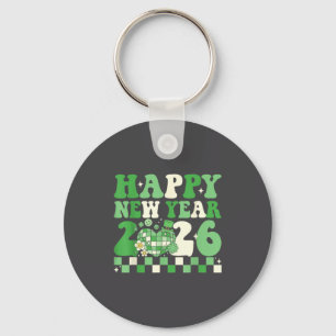 Groovy Lucky Happy New Year 2026 Disco Ball Women  Keychain