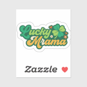Groovy Lucky Mama Clover Retro 70s Floral Sticker