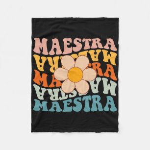 Groovy Maestra Spanish Teacher Back To School Retr Fleece Blanket