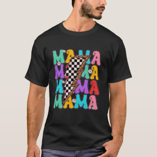 Groovy Mama Chequered Lightning Bolt Happy Mothers T-Shirt