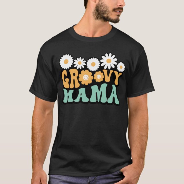 Groovy Mama Funny Motherhood Retro Hippie 60S 70S  T-Shirt (Front)