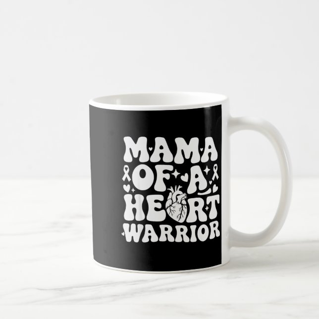 Groovy Mama Of A Heart Warrior Chd Awareness Heart Coffee Mug (Right)