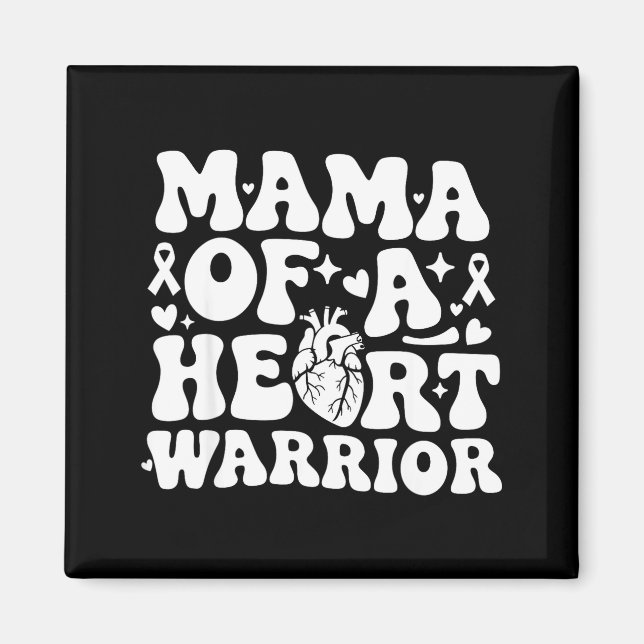 Groovy Mama Of A Heart Warrior Chd Awareness Heart Magnet (Front)