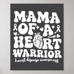 Groovy Mama Of A Heart Warrior Chd Awareness Heart Poster
