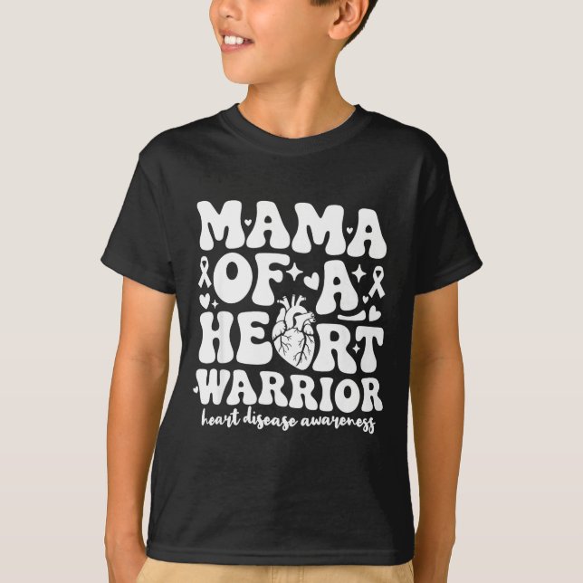 Groovy Mama Of A Heart Warrior Chd Awareness Heart T-Shirt (Front)