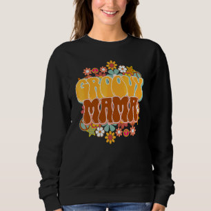 Groovy Mama Peace Sign Retro Flower Thanksgiving M Sweatshirt