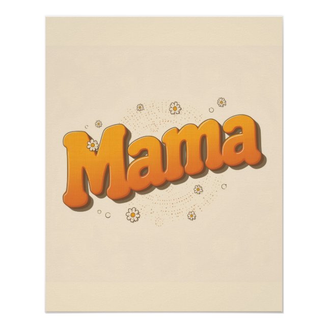 Groovy Mama Retro 70s Typography Wall Art Poster (Front)