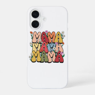 Groovy "Mama" with Wildflowers iPhone 16 Case