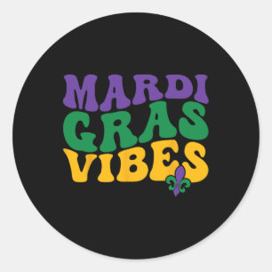 Groovy Mardi Gras Vibes Carnival Beads Funny Mardi Classic Round Sticker
