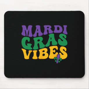 Groovy Mardi Gras Vibes Carnival Beads Funny Mardi Mouse Pad
