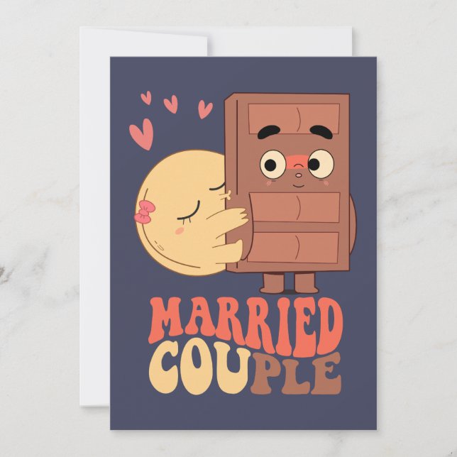 Groovy Married Couple Pancake Chocolate Love Invitation (Front)