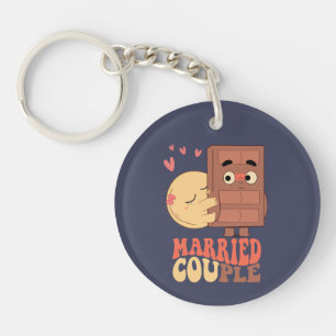 Groovy Married Couple Pancake Chocolate Love Keychain