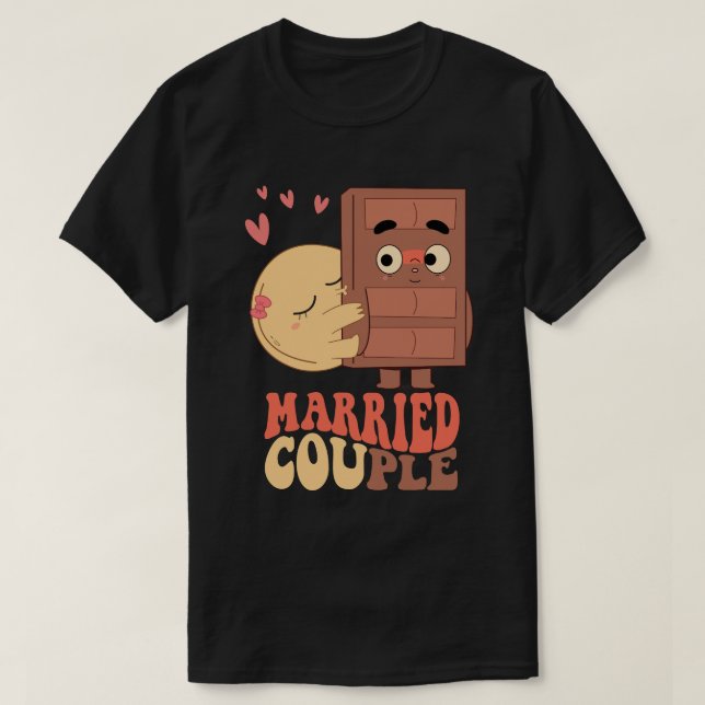 Groovy Married Couple Pancake Chocolate Love T-Shirt (Design Front)