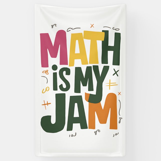 Groovy Math is My Jam First Day Back To School  Banner (Vertical)