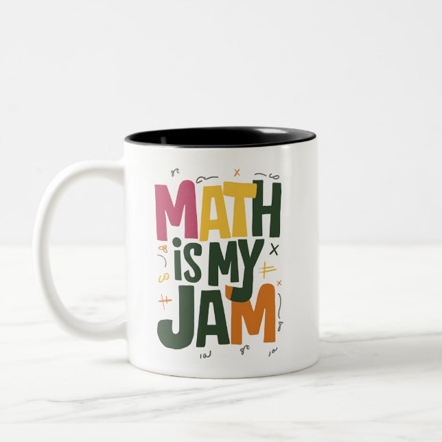 Groovy Math is My Jam First Day Back To School  Two-Tone Coffee Mug (Left)