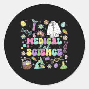 Groovy Medical Lab Science Easter Day Laboratory T Classic Round Sticker