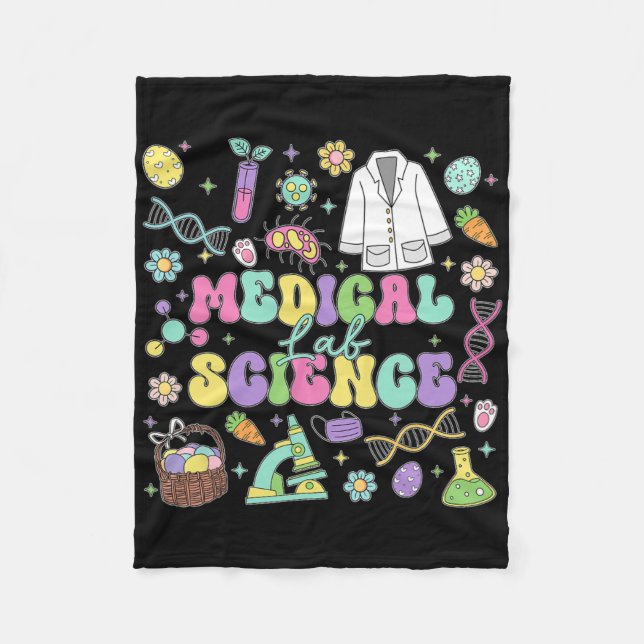 Groovy Medical Lab Science Easter Day Laboratory T Fleece Blanket (Front)