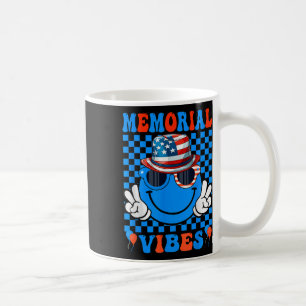 Groovy Memorial Day Vibes American Flag Patriotic Coffee Mug