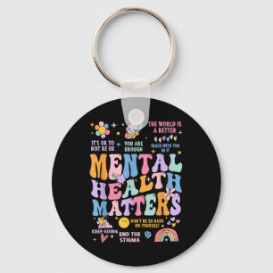 Groovy Mental Health Awareness Be Kind To Your Min Keychain