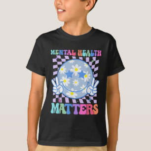 Groovy Mental Health S Flower Autism Smile Face T-Shirt