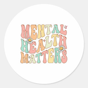 Groovy Mental Health S Human Brain Illness Awarene Classic Round Sticker
