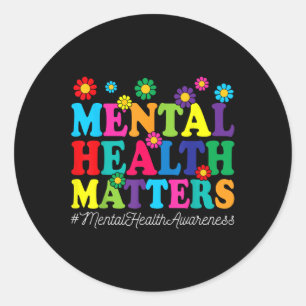 Groovy Mental Health S Mental Health Awareness Mon Classic Round Sticker