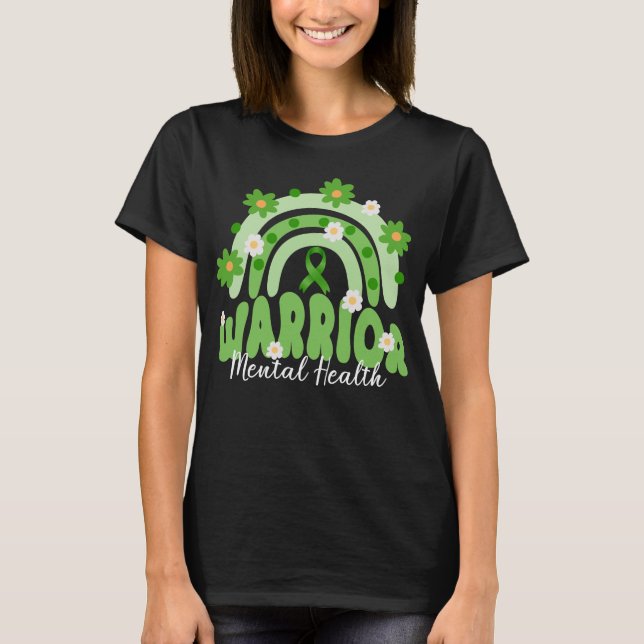 groovy mental health warrior rainbow flower   T-Shirt (Front)