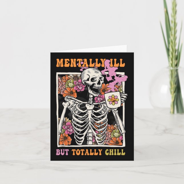 Groovy Mentally Ill But Totally Chill Halloween Sk Card (Front)