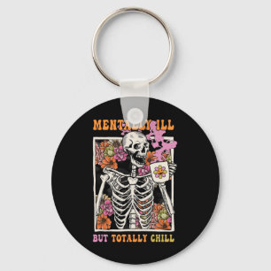 Groovy Mentally Ill But Totally Chill Halloween Sk Keychain