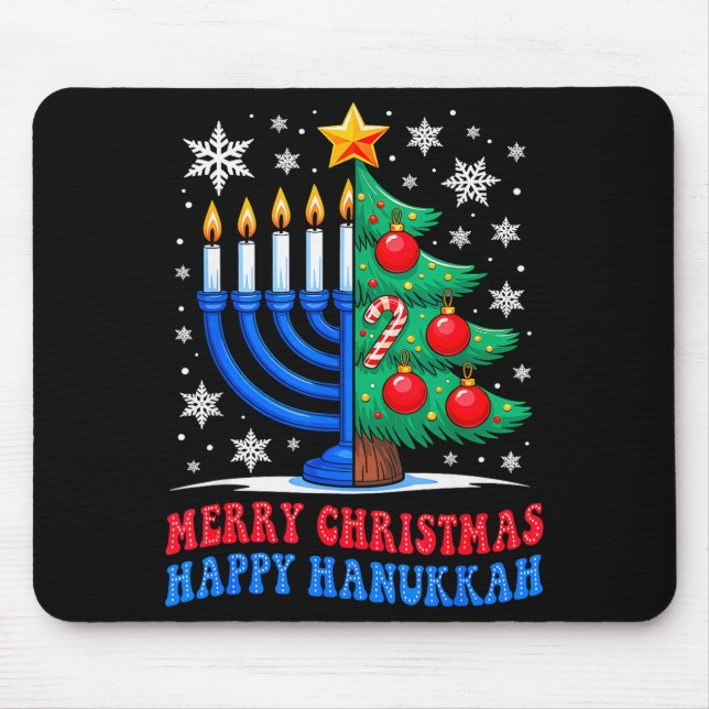Groovy Merry Chrismukkah Happy Christmas Hanukkah  Mouse Pad (Front)