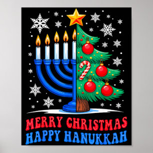 Groovy Merry Chrismukkah Happy Christmas Hanukkah  Poster